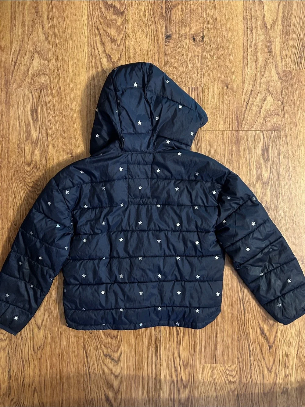 GAP Navy Star-Print Hooded Puffer Jacket